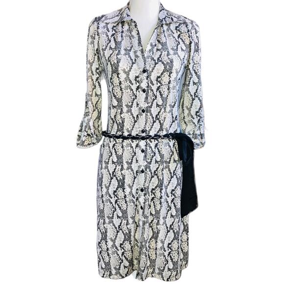 INC Black Cream Print Dress Size Small - Picture 1 of 3